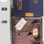 “Brown textured formal shirt neatly packed in a gift box”