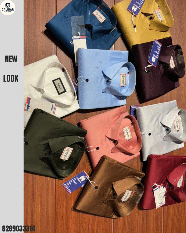 “New collection of Calibar Shirts in premium cotton fabric – stylish formal and casual shirts for men in various colors. Contact Calibar Shirts at 8289033314.”